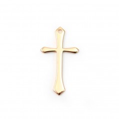 Croix dorée sur laiton 13x24mm x 2pcs