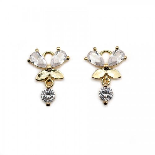 Breloque de forme papillon avec zirconium  x 1pc
