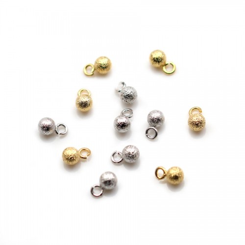 Round hammered charm 10mm, plated by "flash" gold on brass x 10pcs