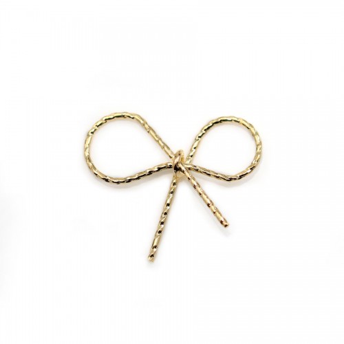 Breloque en forme noeud papillon, doré sur laiton 19mm x 4pcs