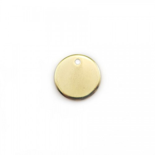 Breloque ronde, plaquée par " flash" or sur laiton 10mm x 4pcs