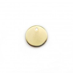 Breloque ronde, plaquée par " flash" or sur laiton 10mm x 4pcs