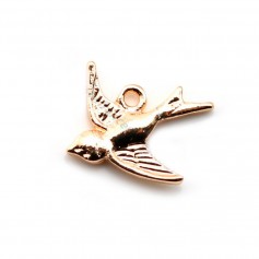 Breloque hirodelle plaqué par "flash" or sur laiton 10x15mm x 4pcs