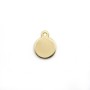 Breloque ronde, plaqué par "flash" or sur laiton 8mm avec un anneau x 10pcs