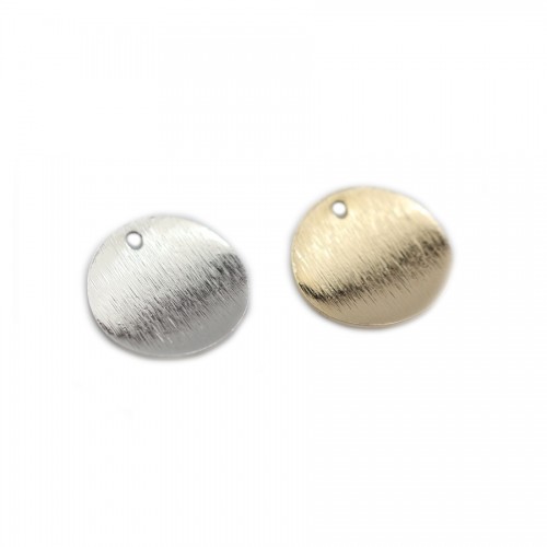 Breloque de forme ronde, plaqué par "flash" or sur laiton 15mm x 4pcs