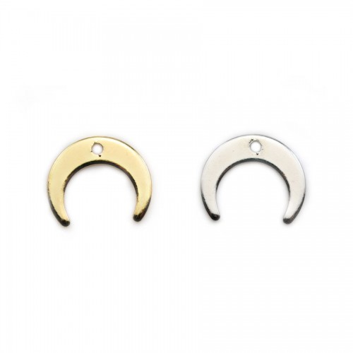 Breloque en forme de lune, doré sur laiton 9.5x11mm x 6pcs