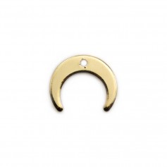 Breloque en forme de lune, plaqué par "flash" or sur laiton 9.5x11mm x 6pcs