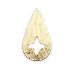 Breloque en forme de goutte 0.6x15x27mm, plaqué par "flash" or sur laiton x2pcs 