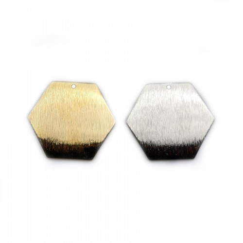 Breloque en forme hexagone, doré sur laiton 28mm x 2pcs