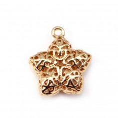 Etoile Plaquée par "flash" or sur laiton 14x16mm x 1pc