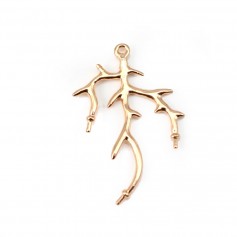 Pendentif Corail Plaqué par "flash" or sur laiton 22x32mm x1pc