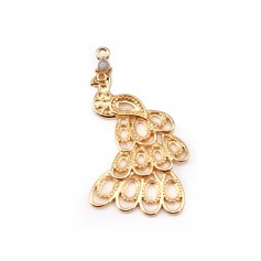 Paon Plaquée par "flash" or sur laiton 20x34mm x1pc