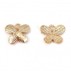 Papillon dorée sur laiton 12.5x12.5mm x 1pc