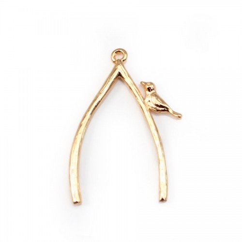 Oiseaux sur la branche Plaqué par "flash" or sur laiton 18x30mm x 1pc