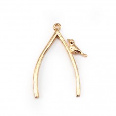 Oiseaux sur la branche Plaqué par "flash" or sur laiton 18x30mm x 1pc