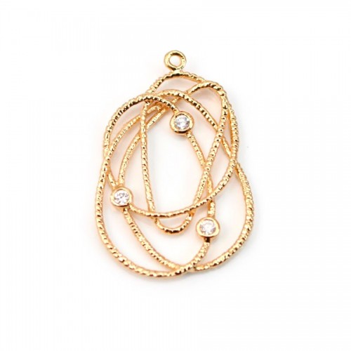 Orbit with strass by "flash" gold on brass 19x28mm x 1pc