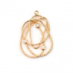 Orbite strass plaquée par "flash" or sur laiton 19x28mm x 1pc