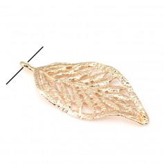 Feuille d'arbre Plaquée par "flash" or sur laiton 24x54mm x1pc