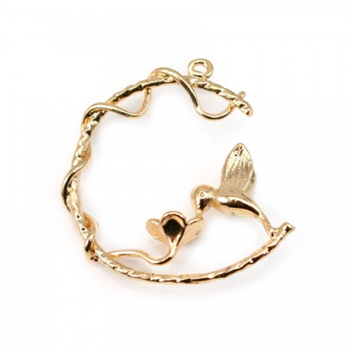 Pendentif Colibri Plaqué par "flash" or sur laiton 28mm x1pc