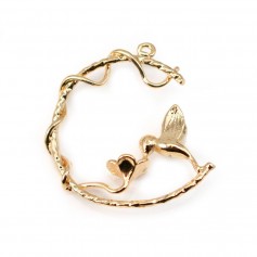 Pendentif Colibri Plaqué par "flash" or sur laiton 28mm x1pc