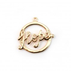 Pendentif hope dorée sur laiton 19mm x 1pc