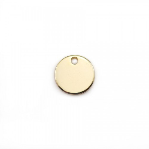 Breloque ronde, plaquée par " flash" or sur laiton 8mm x 4pcs
