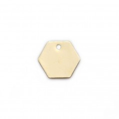 Breloque en forme hexagone, dorée sur laiton 10mm x 4pcs