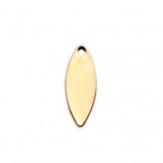 Breloque ovale doré sur laiton 5.5x15mm x 6pcs