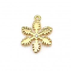 Pampille flocon dorée sur laiton x 2pcs