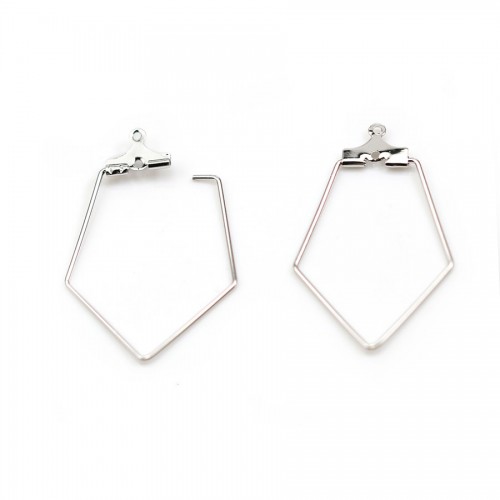 Breloque en forme de losange, doré blanc sur laiton x 4pcs