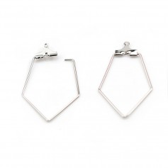 Breloque en forme de losange, plaqué par "flash" or blanc sur laiton x 4pcs