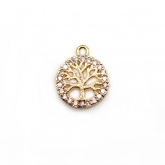 Breloque en forme ronde arbre de vie 9.5x11.5mm x 1pc