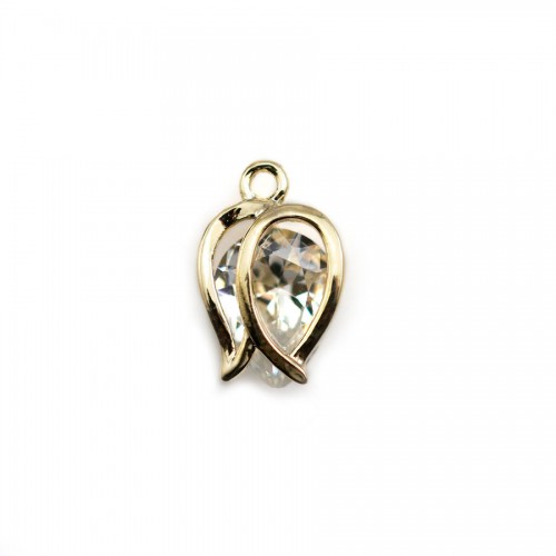 Charm in the shape of a tree 9.5x11.5mm, plated by "flash" gold on brass x 1pc