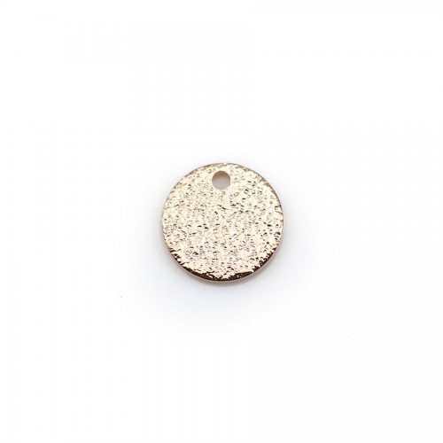 Breloque ronde plate "diamanté" plaquée flash or rose sur laiton, 8mm x 8pcs