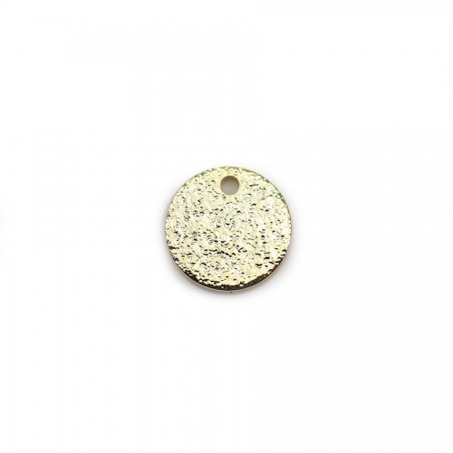 Breloque ronde plate "diamanté" plaquée flash or sur laiton, 8mm x 8pcs