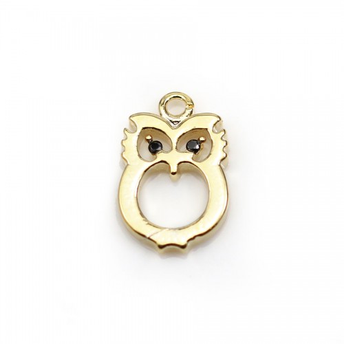 Breloque en forme hibou plaquée par "flash"or sur laiton x 2pcs