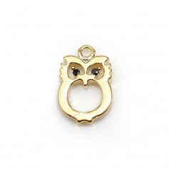 Breloque en forme hibou plaquée par "flash"or sur laiton x 2pcs