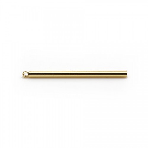 Pendentif en forme de tube 2x35mm , plaqué par "flash" or sur laiton x 4pcs