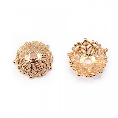 Coupelle en fleur dorée sur laiton 16x8mm x 1pc