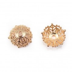 Coupelle en fleur Plaquée par "flash" or sur laiton 16x8mm x 1pc