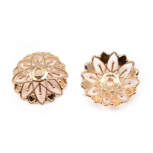 Coupelle en fleur dorée sur laiton 20x8mm x 1pc