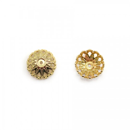 Coupelle en fleur dorée sur laiton 11.5x6mm x 2pcs