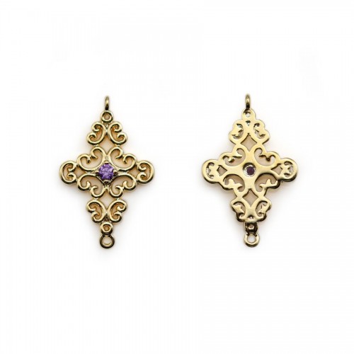 Infinity with zirconium  by "flash" gold on brass 5x17mm x 2pcs