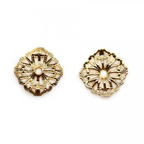 Spacers square shaped in "flash" gold 13mm x 4pcs