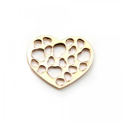 Intercalaire Coeur Ajourée  sur laiton 18.5x22.7mm x 4pcs