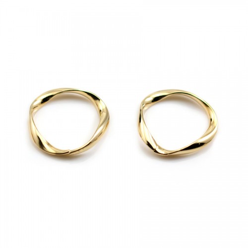 Breloque ronde 18mm doré  sur laiton, avec perles nacrées x 1pc