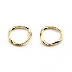 Breloque ronde 18mm doré  sur laiton, avec perles nacrées x 1pc