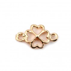 Tréfle deux anneux plaquée par "flash" or sur laiton 7x12mm x 4pcs