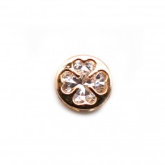 Intercalaire trèfle zirconium plaqué par "flash" or sur laiton 8mm x 2pcs