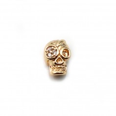 Tête de Mort Plaqué par "flash" or sur laiton 5.5x8mm x 1pc